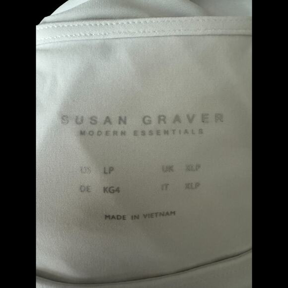 Susan Graver Modern Essentials Pet Liquid Knit Shirttail Tunic White L PETITE - Picture 13 of 13